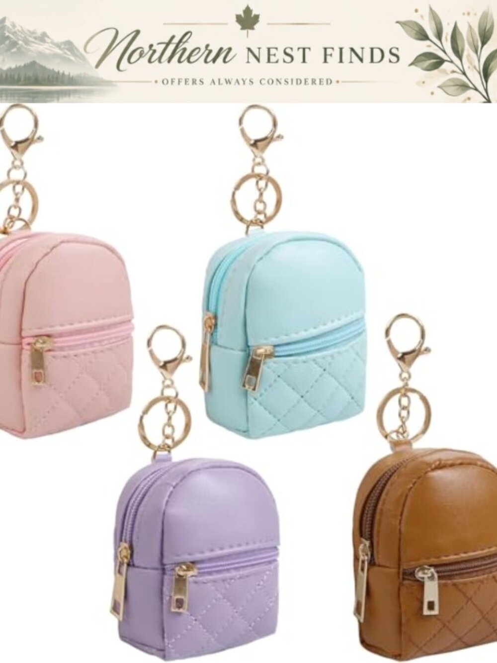 PU Leather Mini Backpack Keychain Cosmetic Bag Coin Purse Lipstick Holder